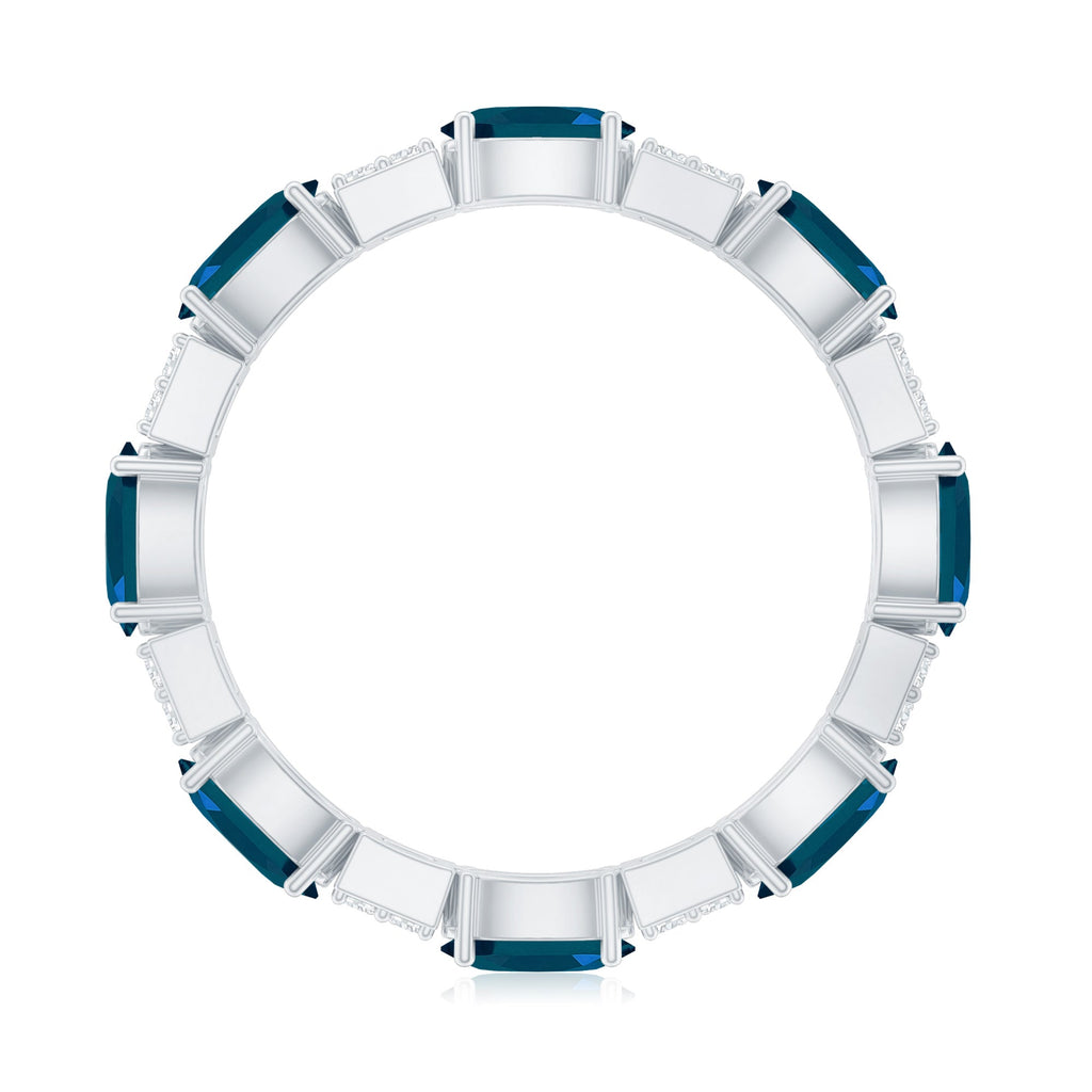 Oval London Blue Topaz Full Eternity Band Ring with Diamond