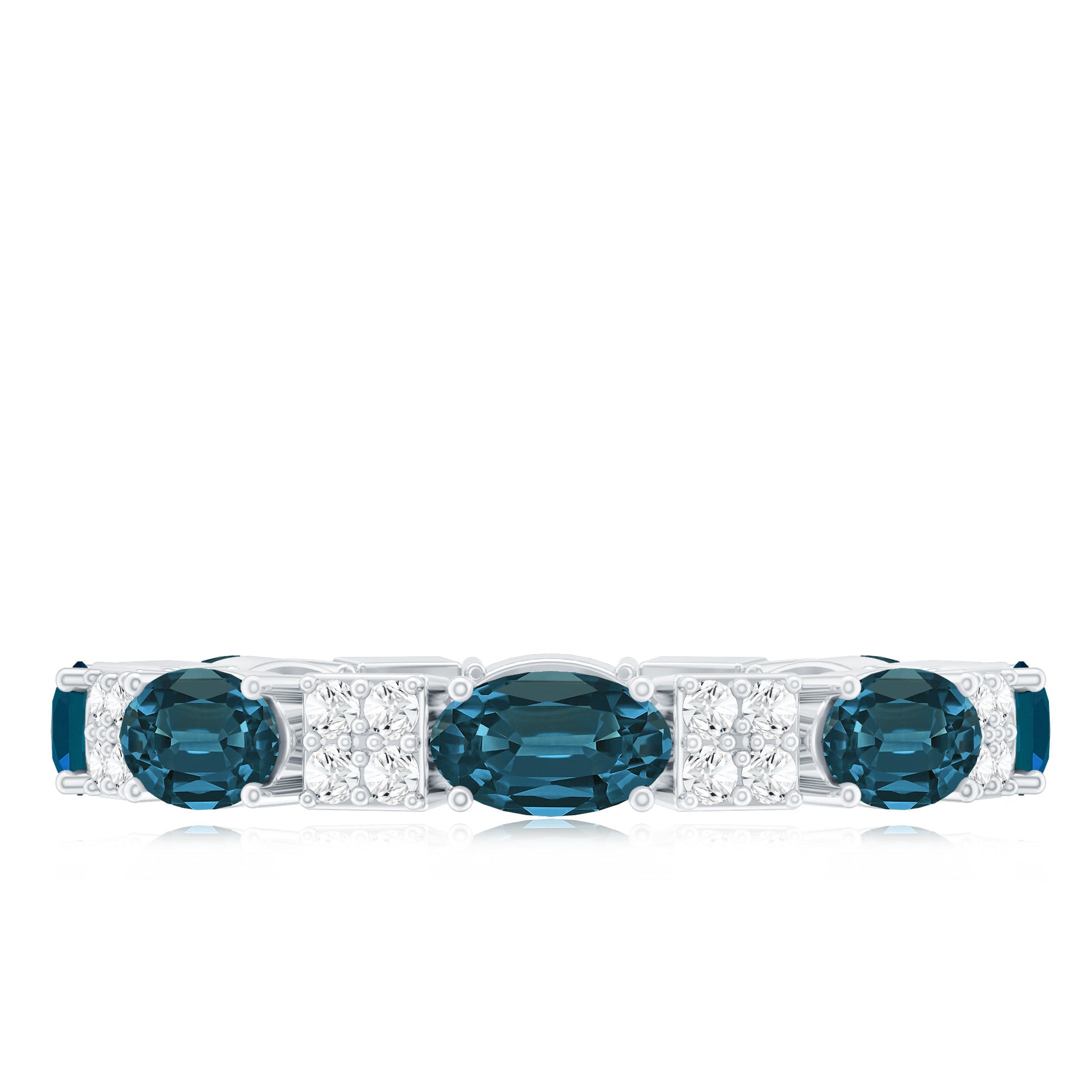 Oval London Blue Topaz Full Eternity Band Ring with Diamond