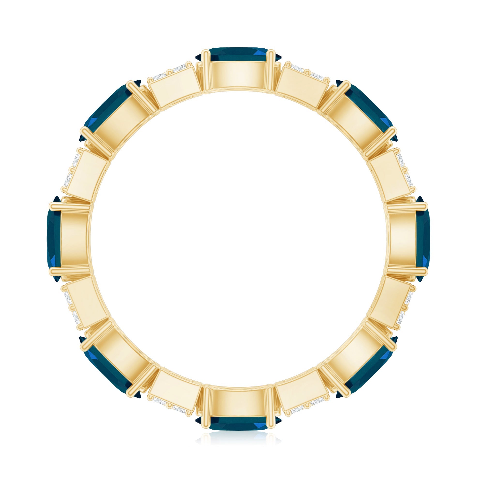 Oval London Blue Topaz Full Eternity Band Ring with Diamond