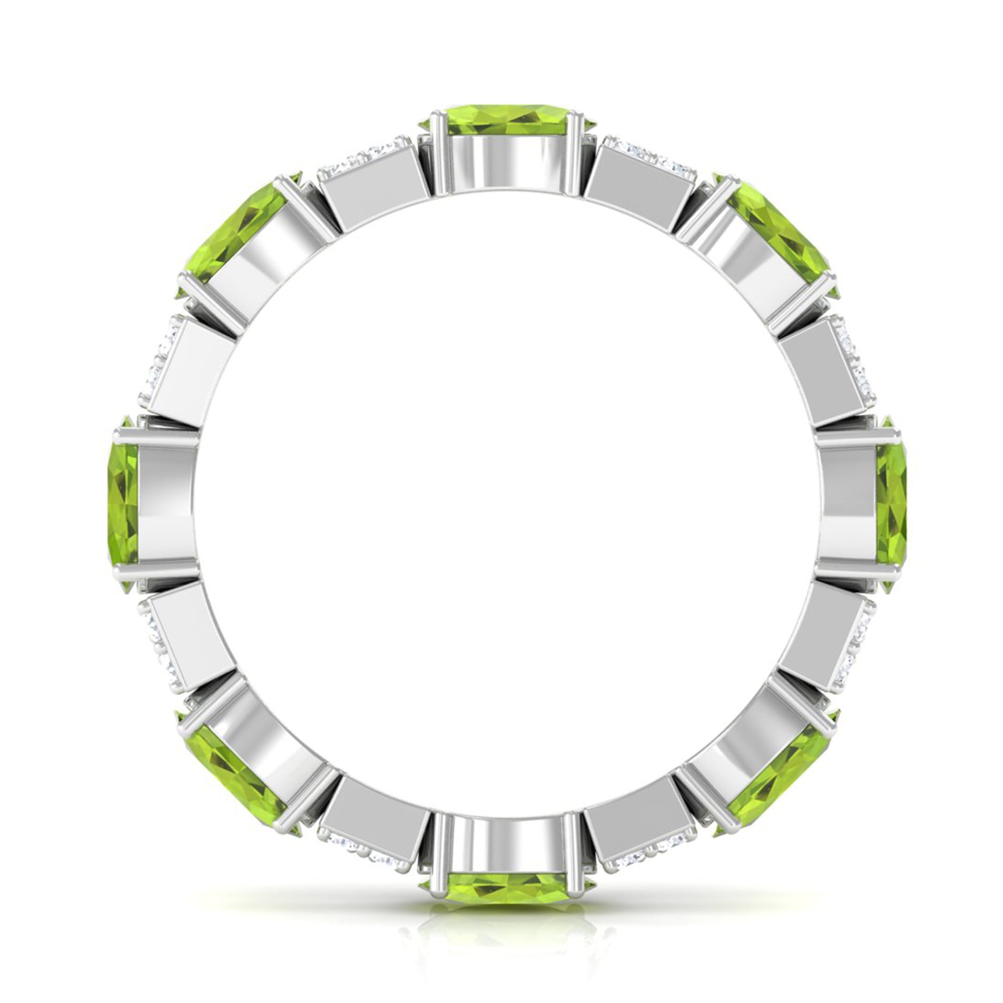 Oval Cut Peridot and Diamond Eternity Ring