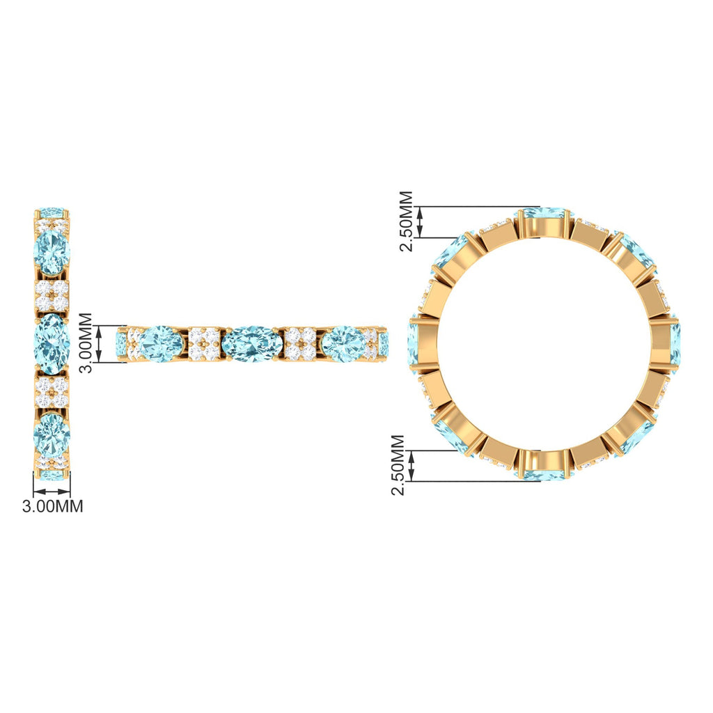 Real Aquamarine and Diamond Full Eternity Ring