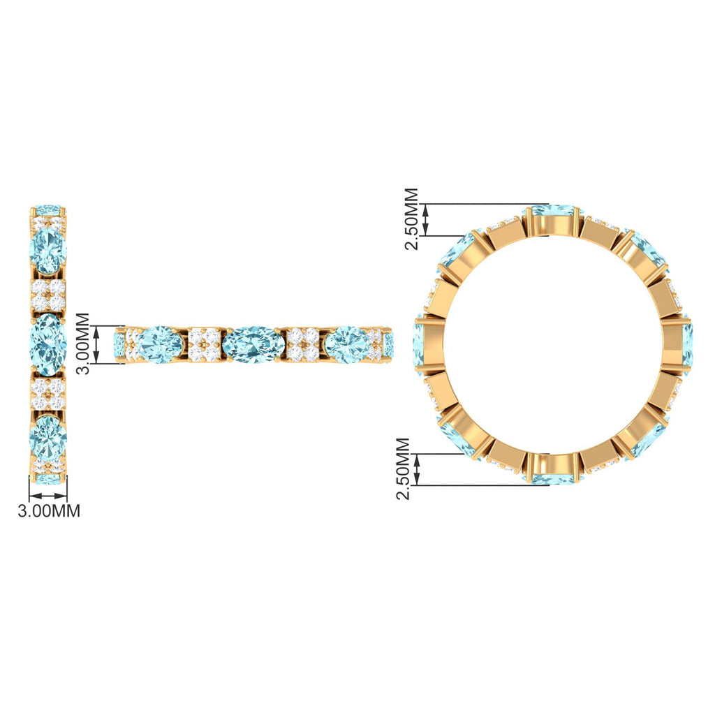 Real Aquamarine and Diamond Full Eternity Ring