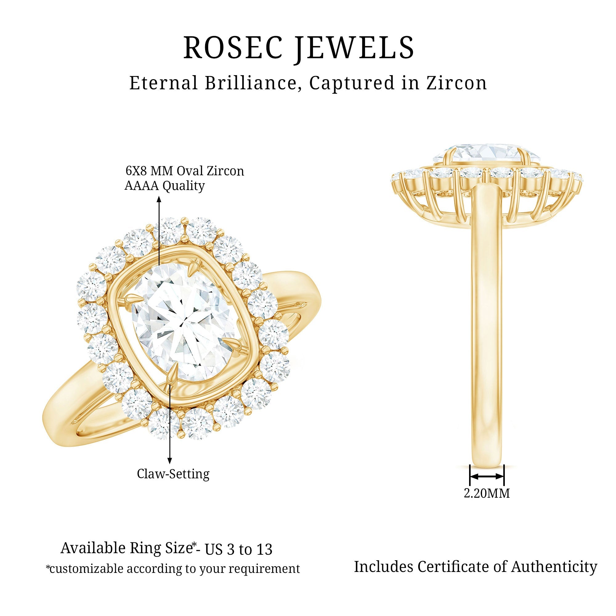 Oval Cubic Zirconia Halo Statement Engagement Ring