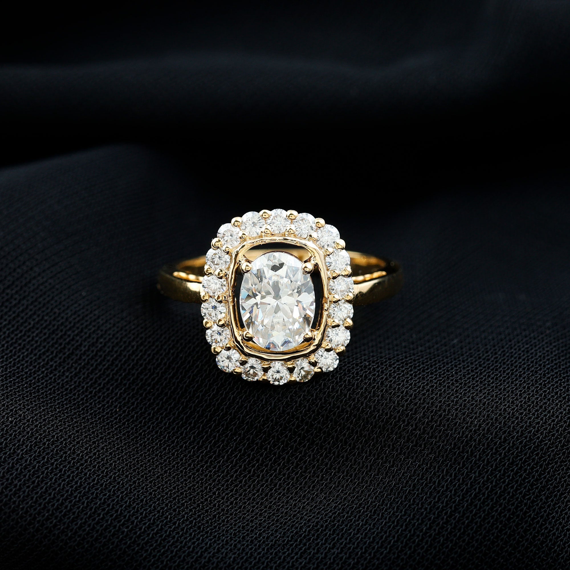 Oval Cubic Zirconia Halo Statement Engagement Ring