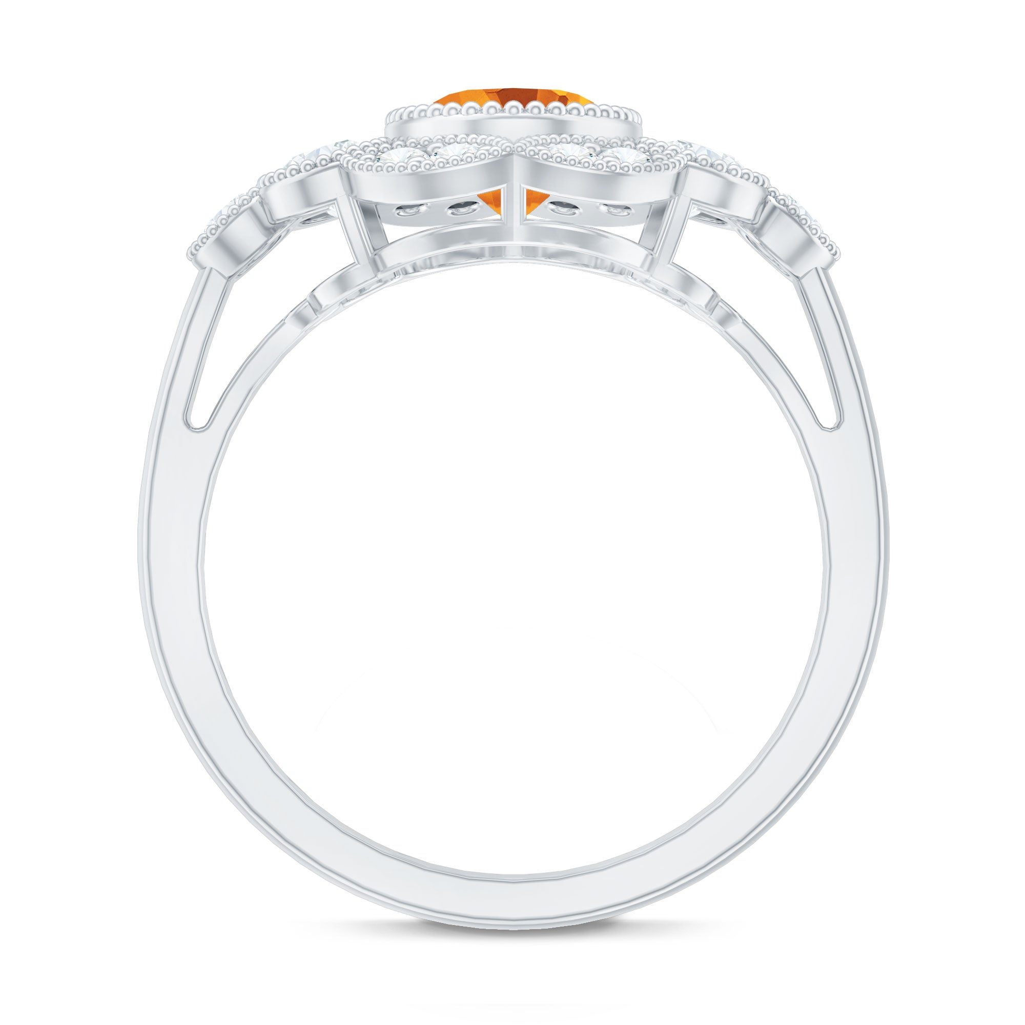 Vintage Looking Citrine Huge Engagement Ring with Moissanite