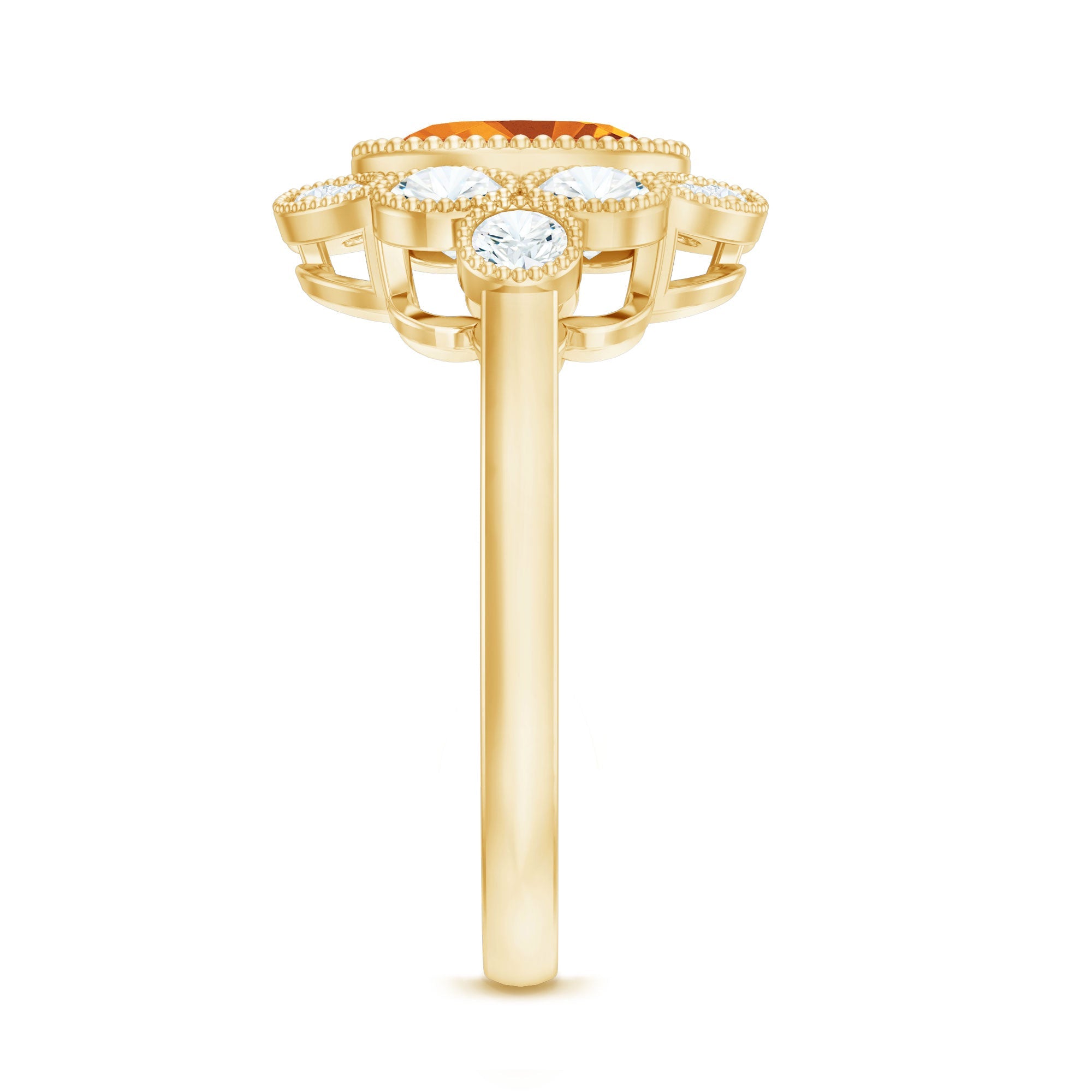 Vintage Looking Citrine Huge Engagement Ring with Moissanite