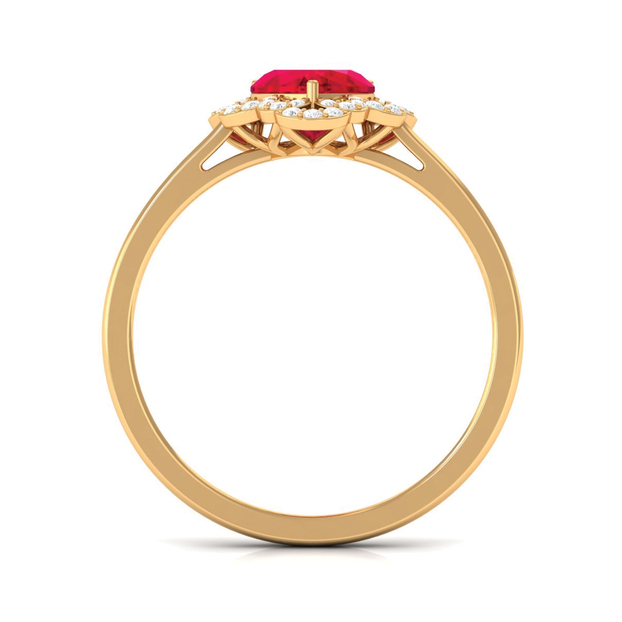 1 CT Lab Created Ruby Heart Engagement Ring with Diamond Accent