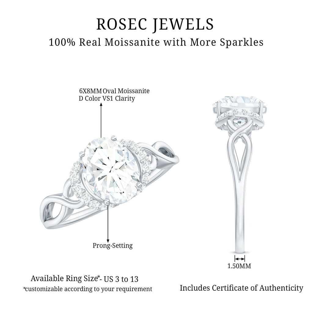 Oval Shape Moissanite Engagement Ring With Certificate