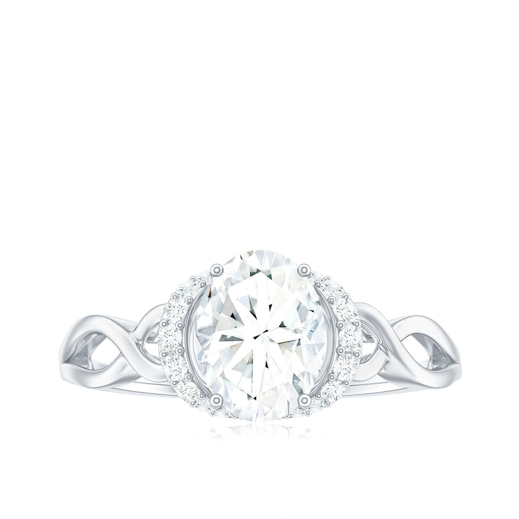 Oval Shape Moissanite Engagement Ring With Certificate
