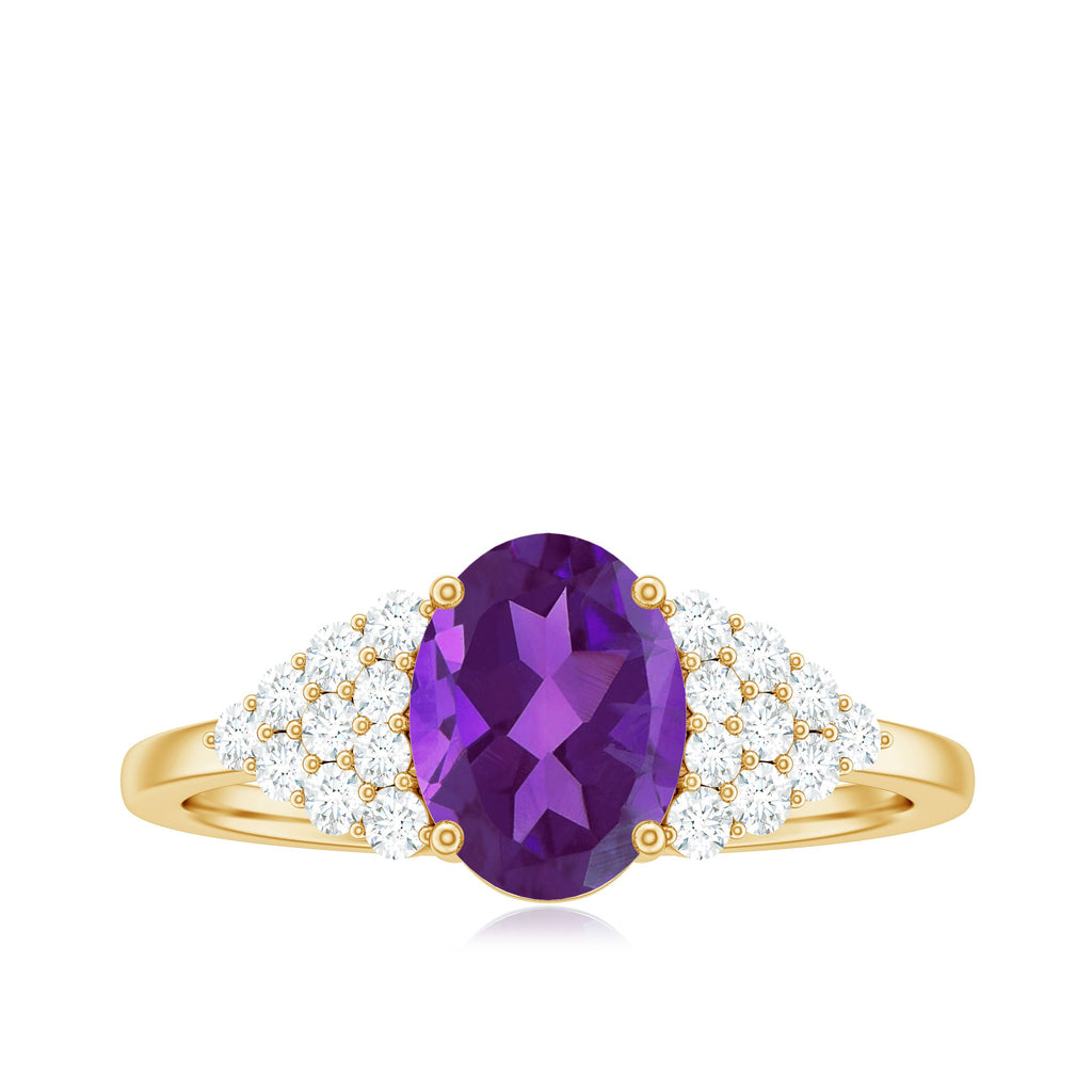 1 Carat Oval Amethyst Engagement Ring with Diamond