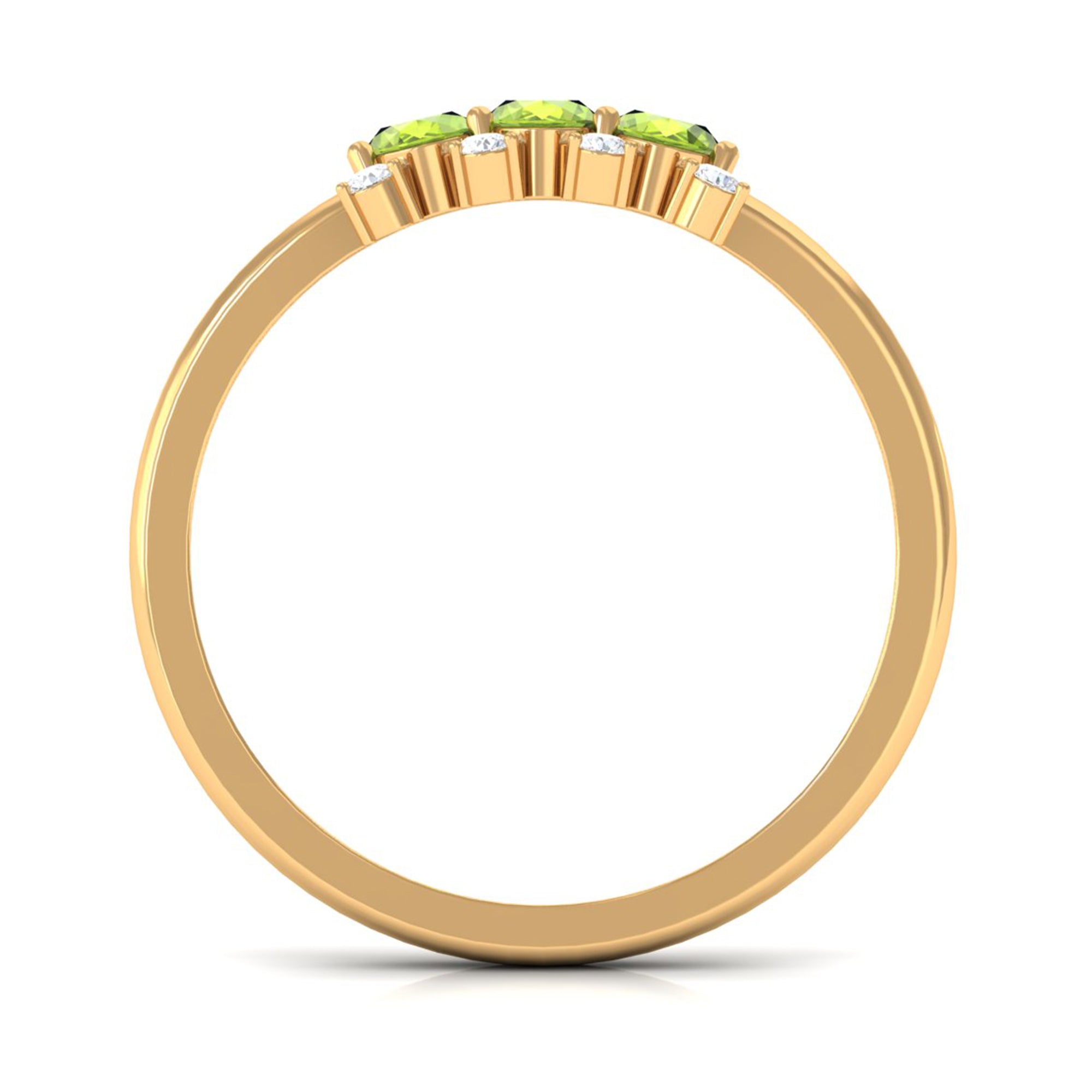 3/4 CT Oval Cut Peridot Three Stone Ring with Diamond Stones