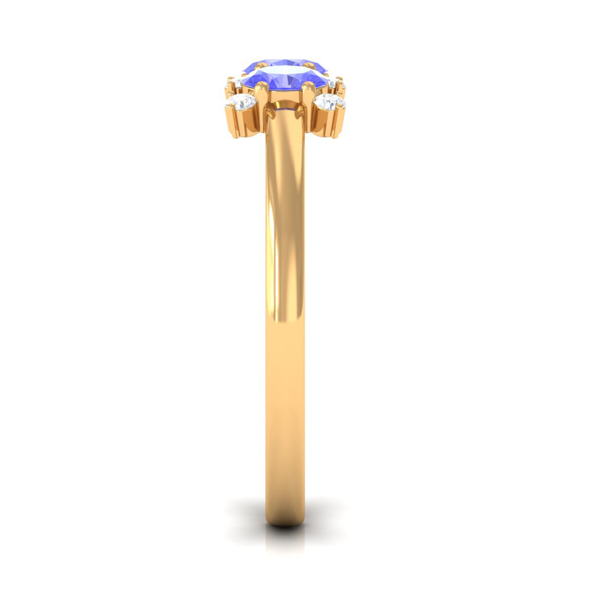 Oval Cut Tanzanite Three Stone Ring with Diamond