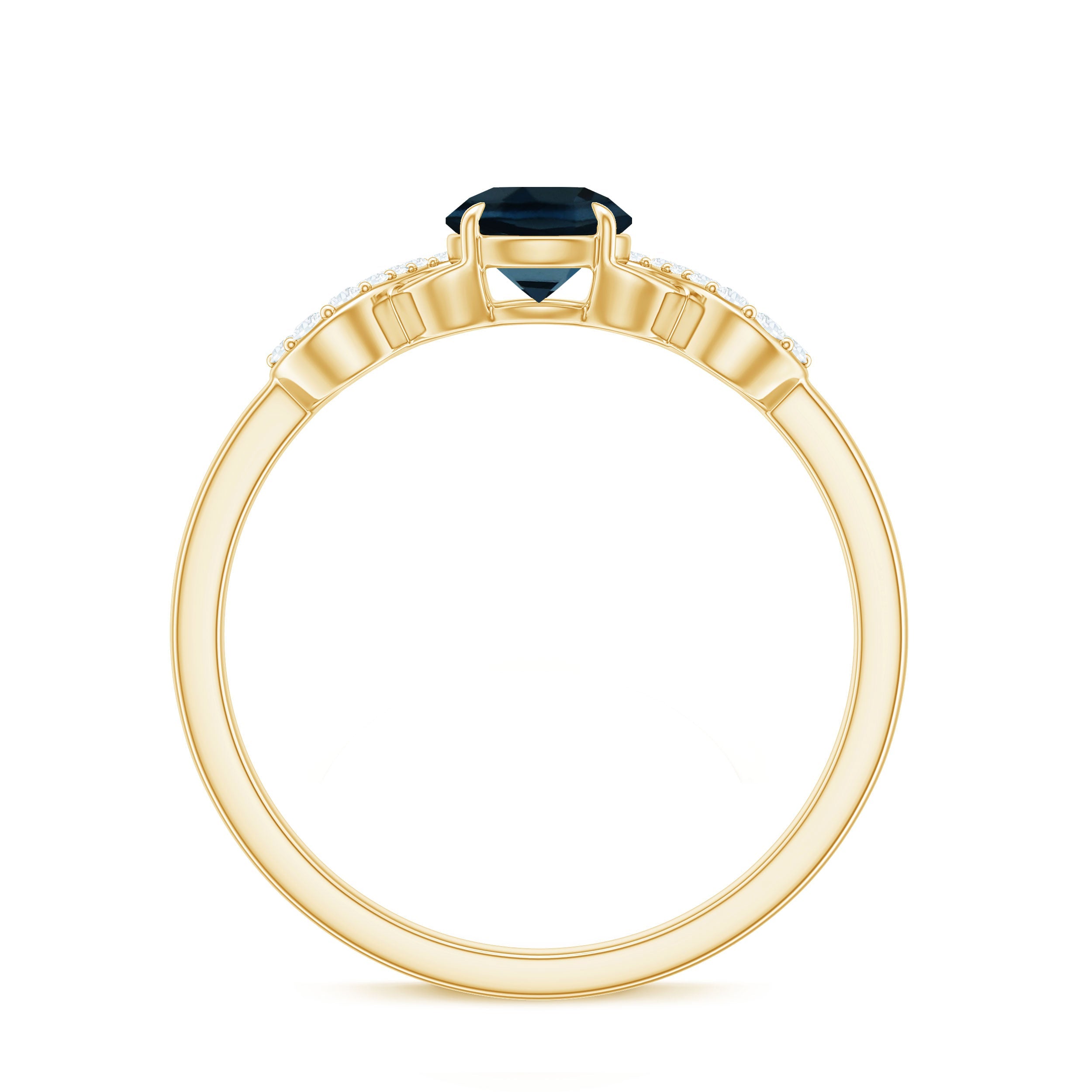 5mm Round London Blue Topaz Engagement Ring with Criss Cross Diamond