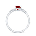 Certified 0.6 Carat Lab Grown Ruby Promise Ring with Diamond Infinity Knot