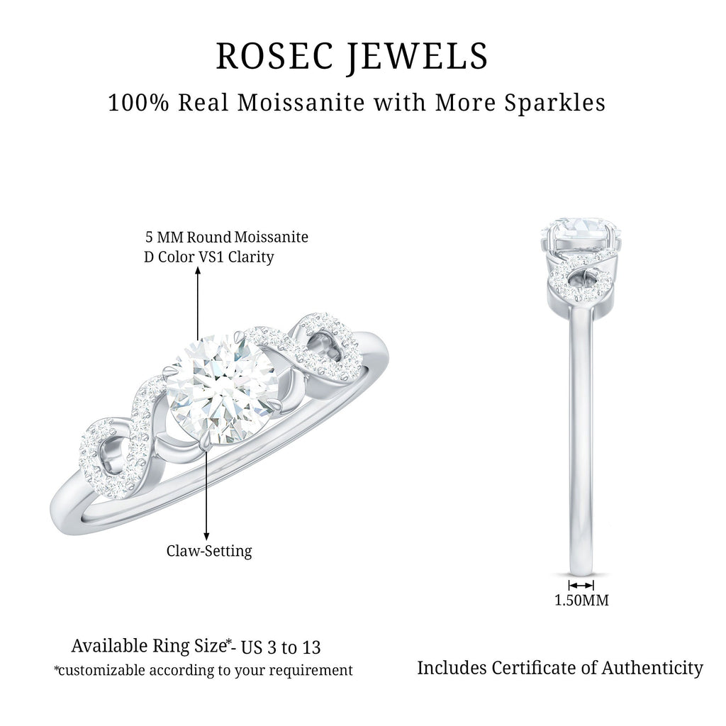 Certified Round Moissanite Infinity Promise Ring for Her