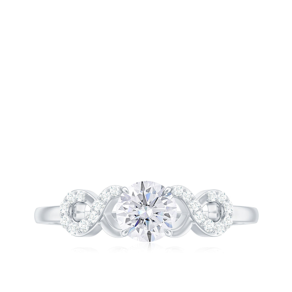 Zircon Infinity Engagement Ring in Claw Setting