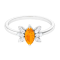 3/4 Ct Marquise Fire Opal and Diamond Engagement Ring
