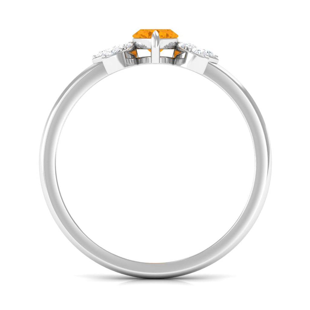 3/4 Ct Marquise Fire Opal and Diamond Engagement Ring