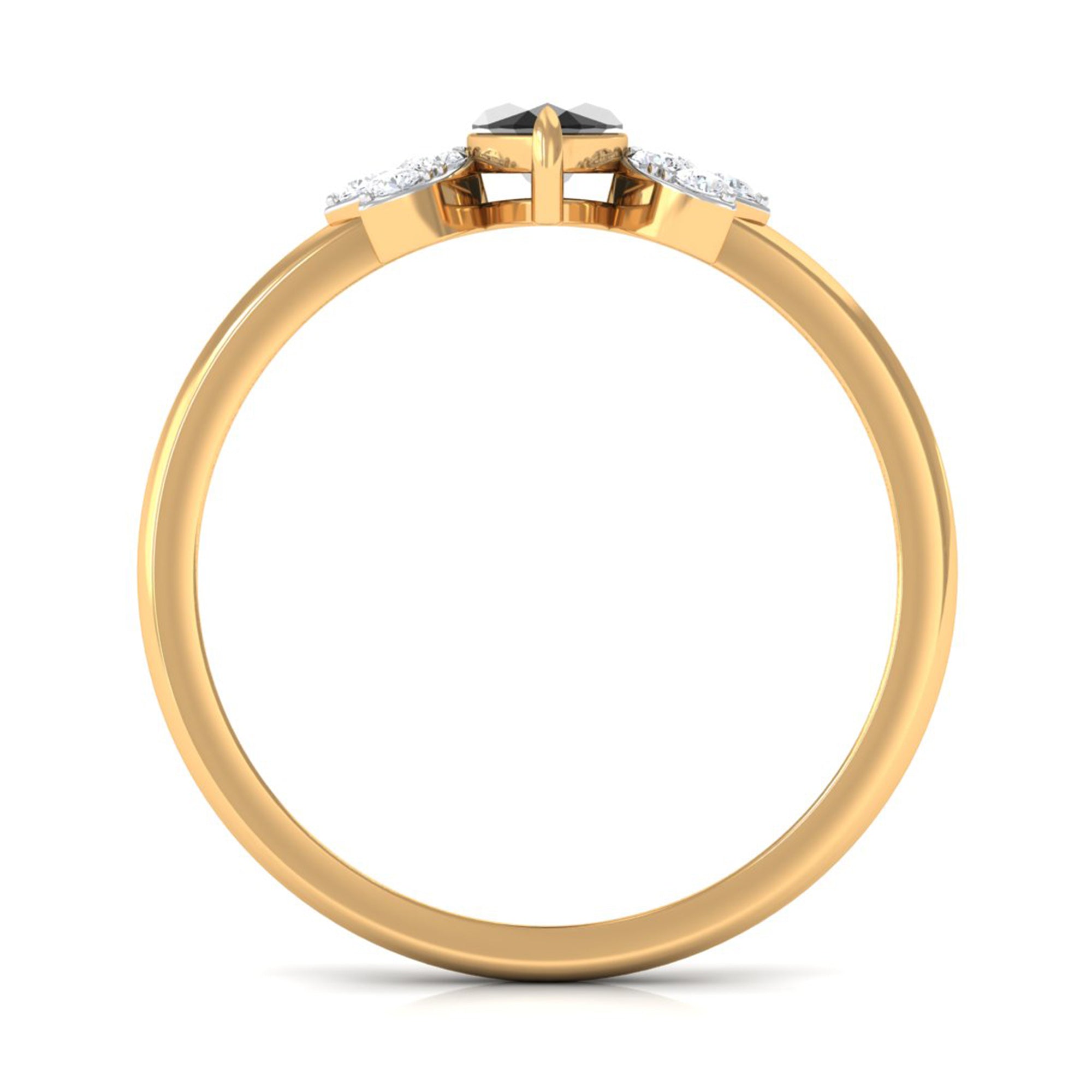 1 CT Claw Set Marquise Black Spinel and Diamond Promise Ring