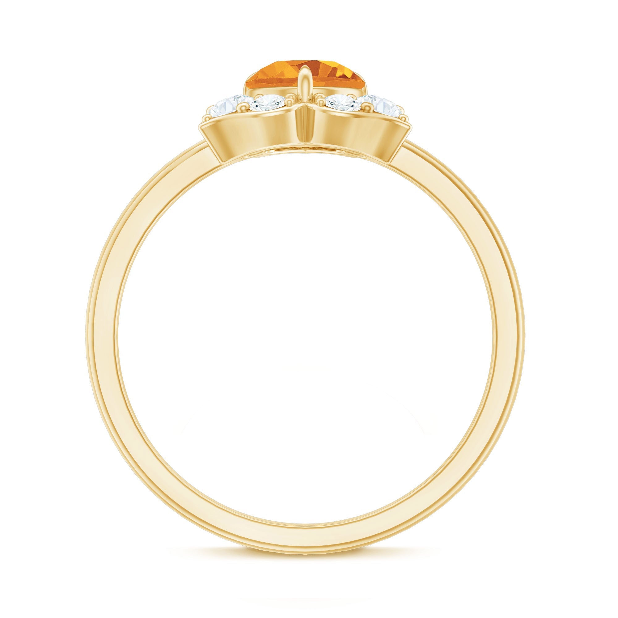 Certified Natural Citrine Designer Flower Engagement Ring with Diamond
