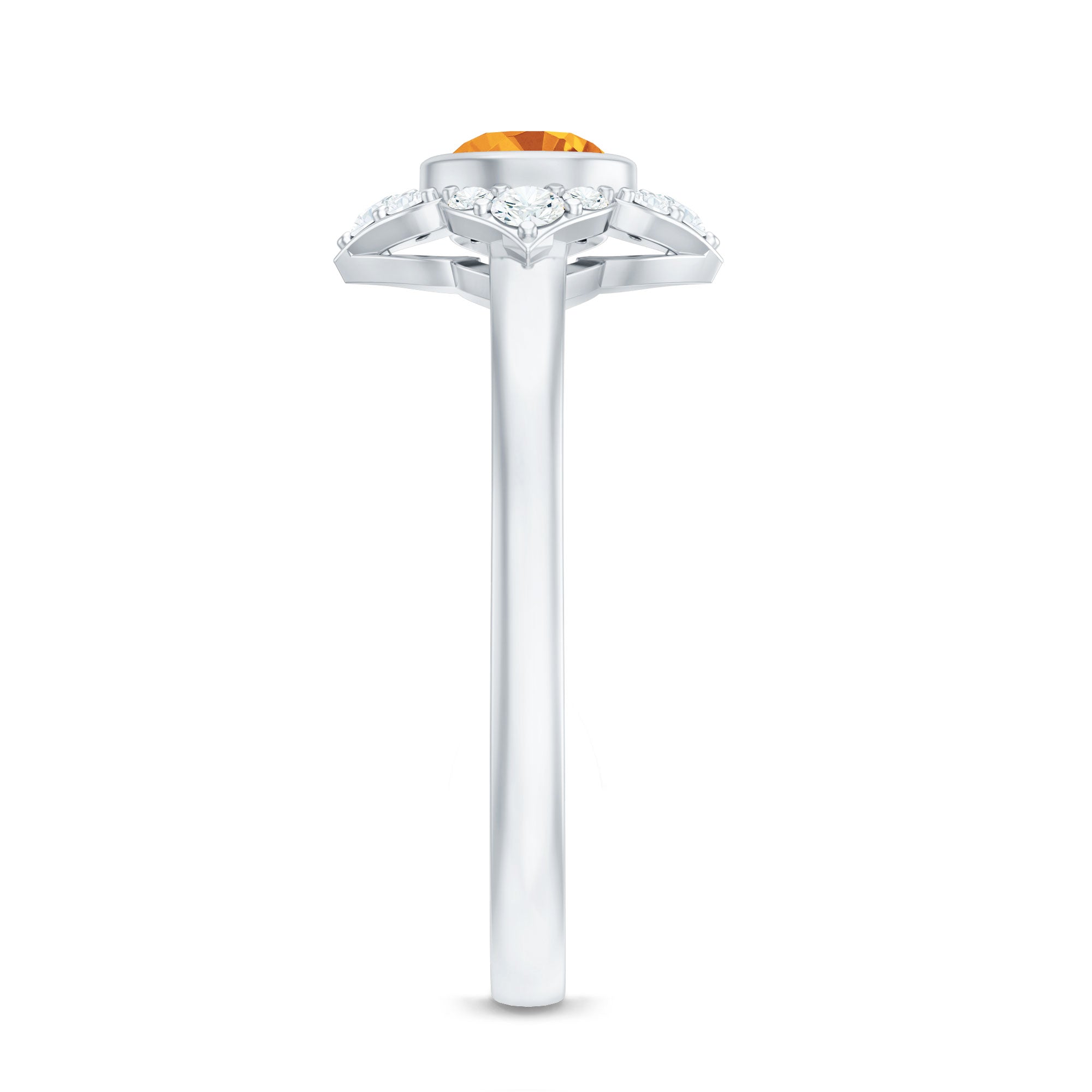 Natural Citrine Diamond Flower Engagement Ring with Certificate