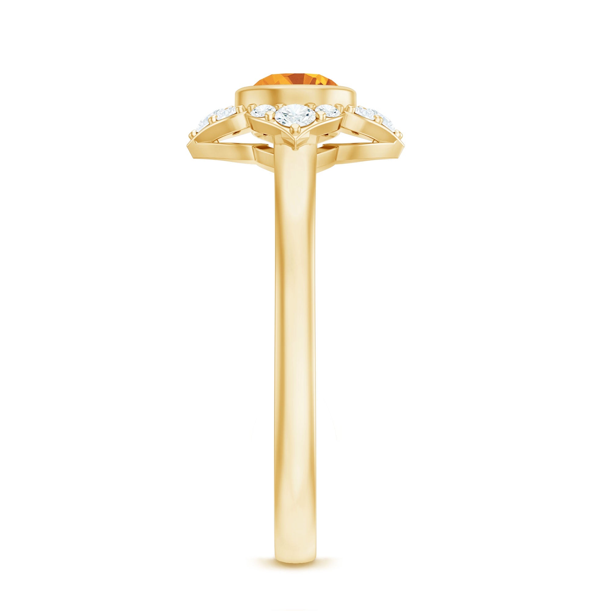 Natural Citrine Diamond Flower Engagement Ring with Certificate