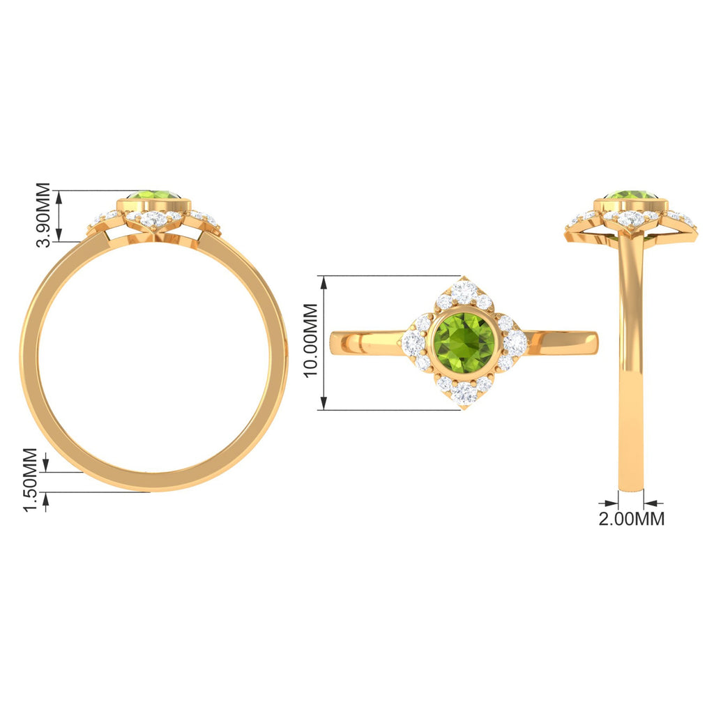 0.50 CT Vintage Inspired Peridot Engagement Ring with Diamond