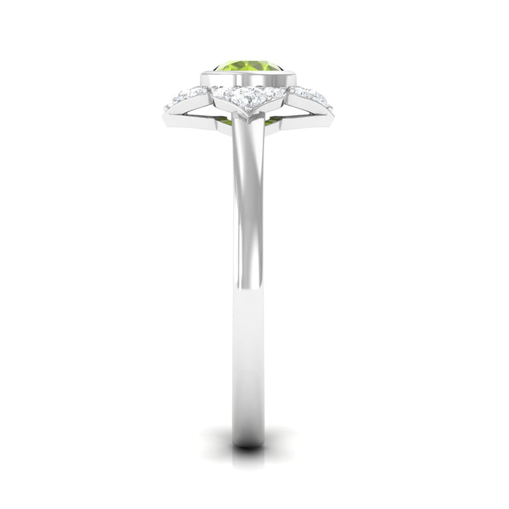 0.50 CT Vintage Inspired Peridot Engagement Ring with Diamond