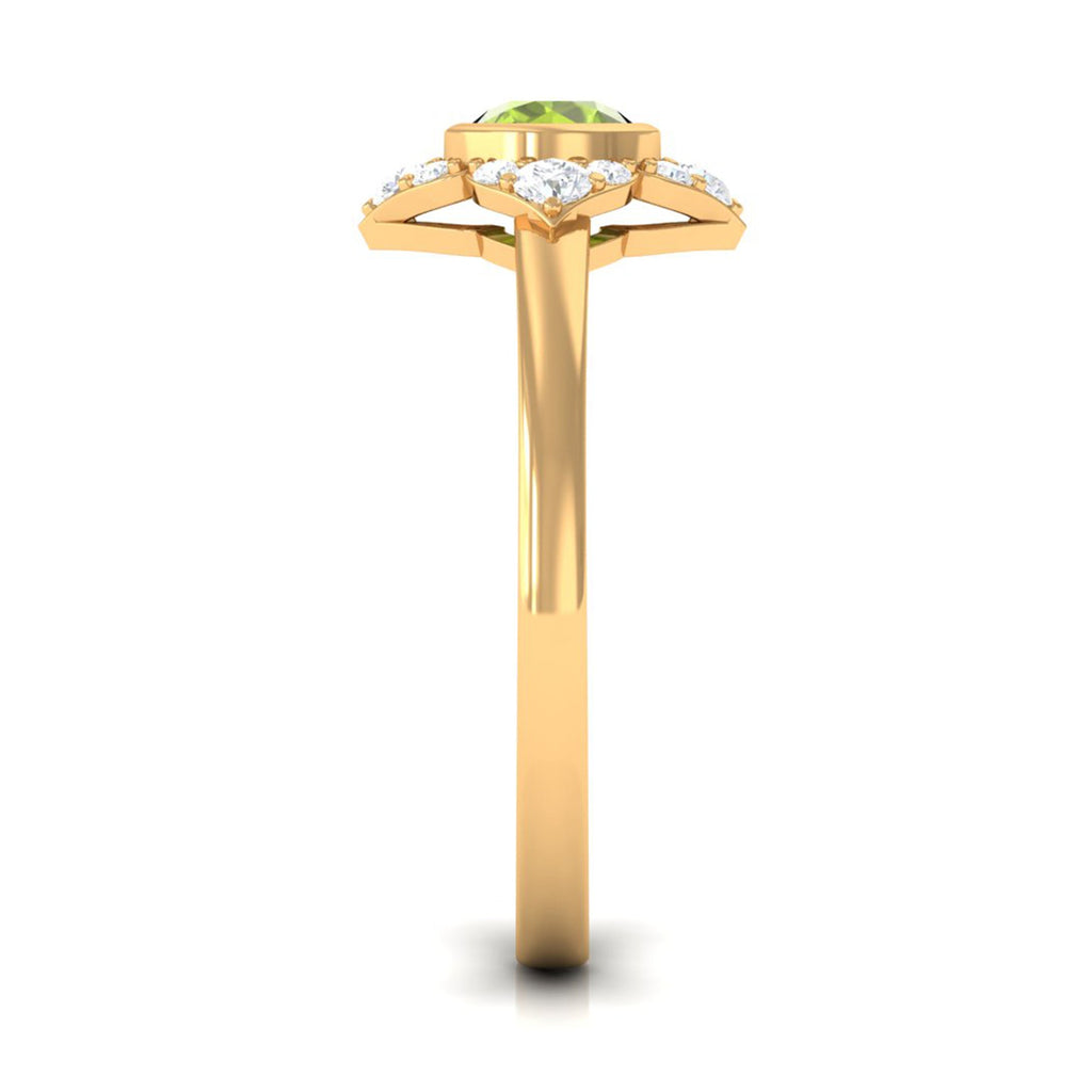 0.50 CT Vintage Inspired Peridot Engagement Ring with Diamond
