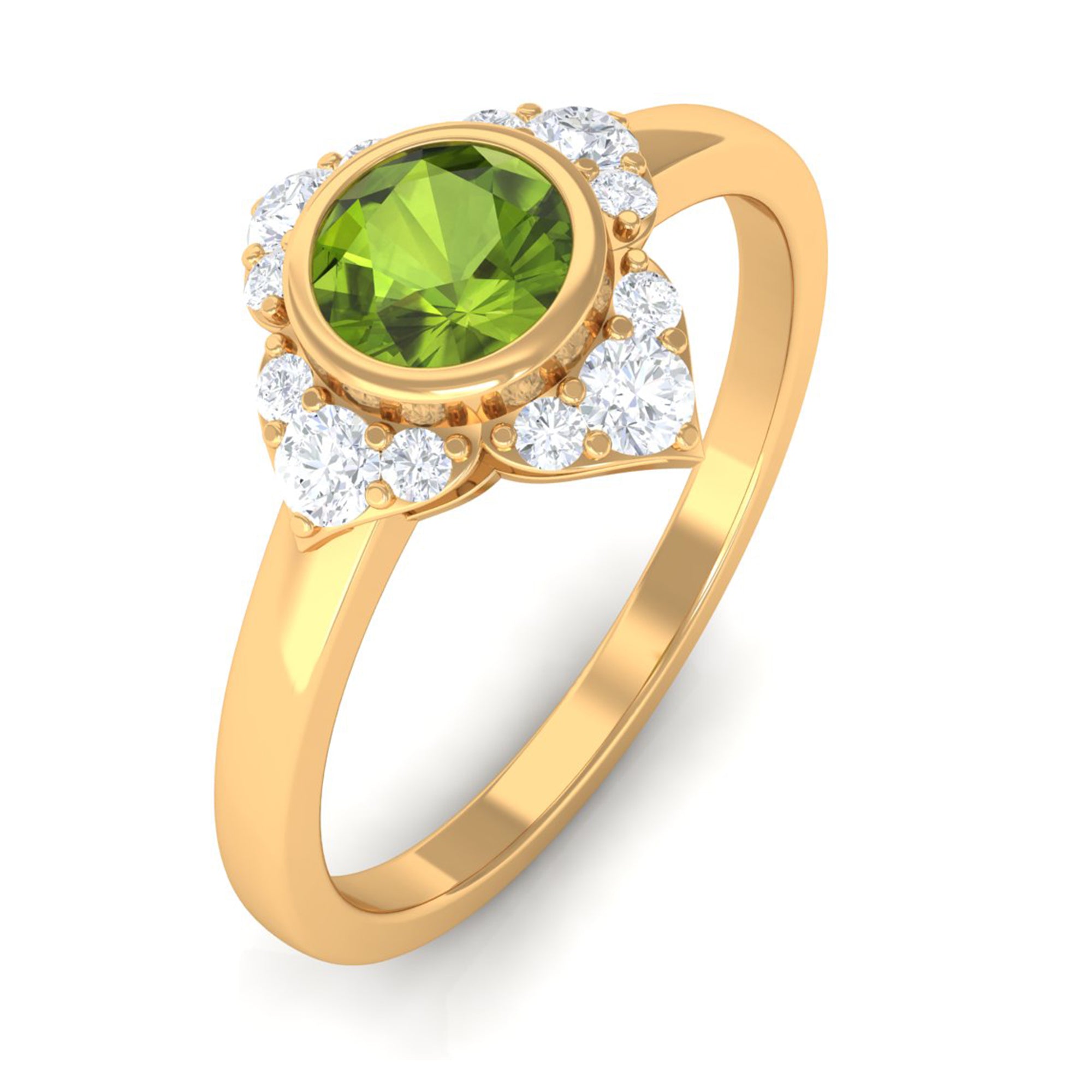 0.50 CT Vintage Inspired Peridot Engagement Ring with Diamond