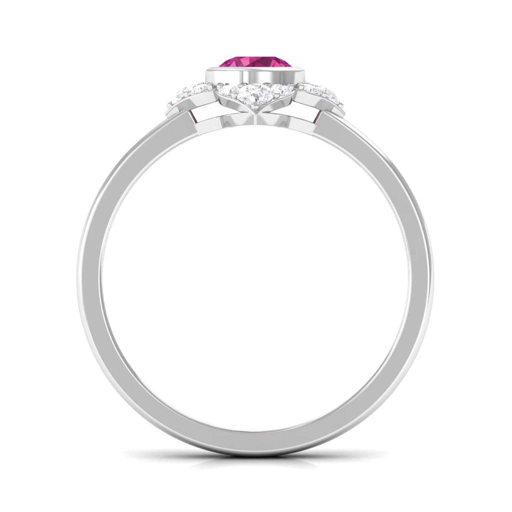 Pink Tourmaline Floral Engagement Ring with Diamond Halo