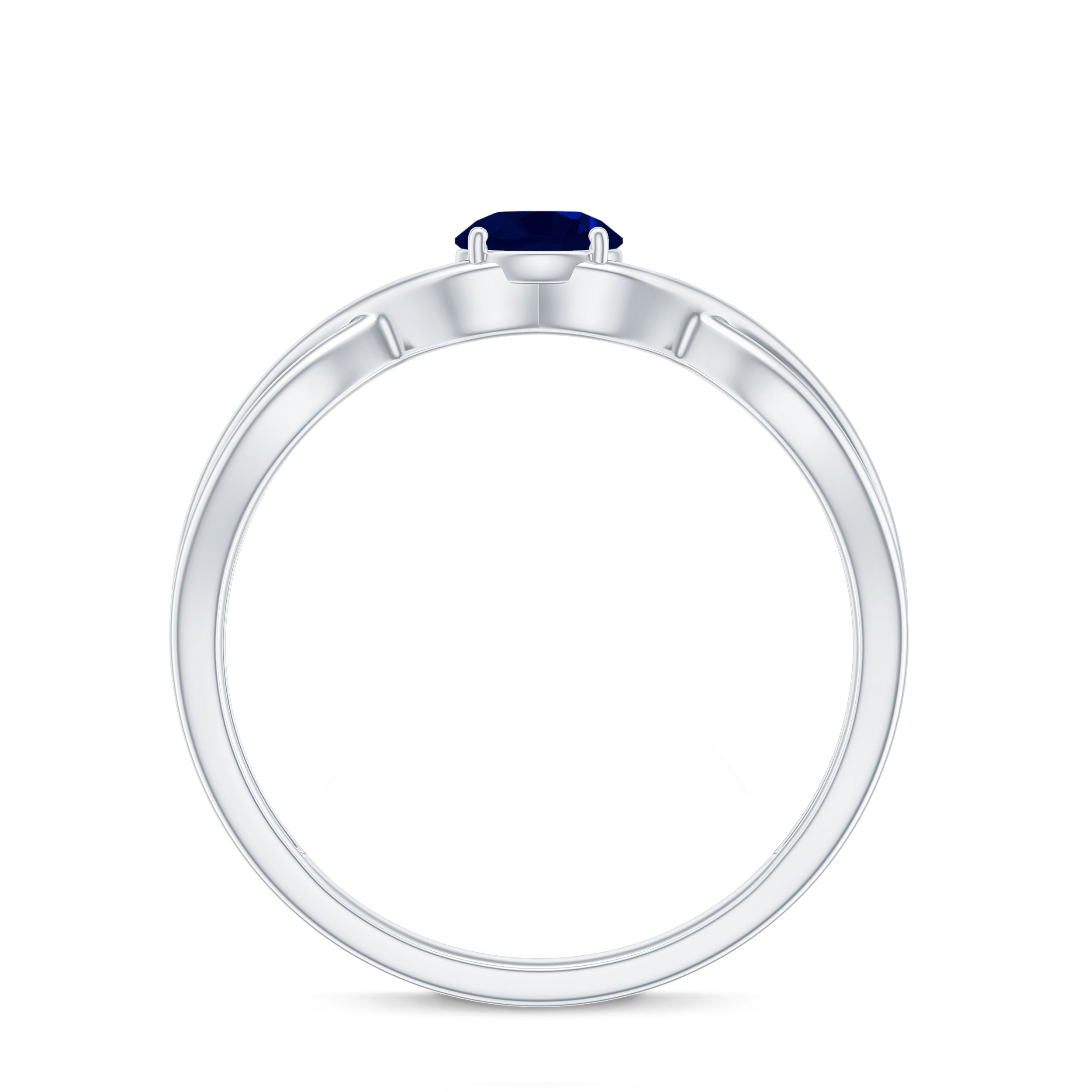 Natural 0.9 Carat Blue Sapphire Promise Ring with Crossover Shank