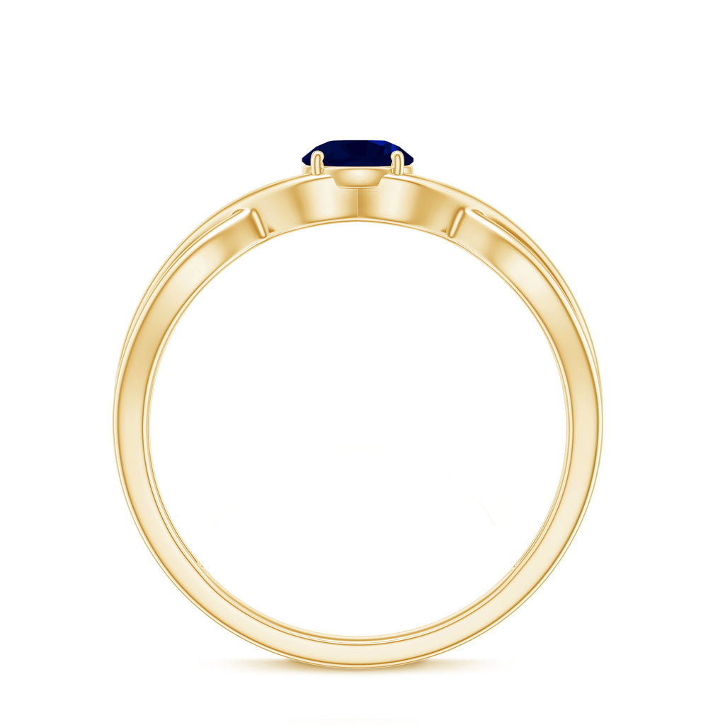 Natural 0.9 Carat Blue Sapphire Promise Ring with Crossover Shank