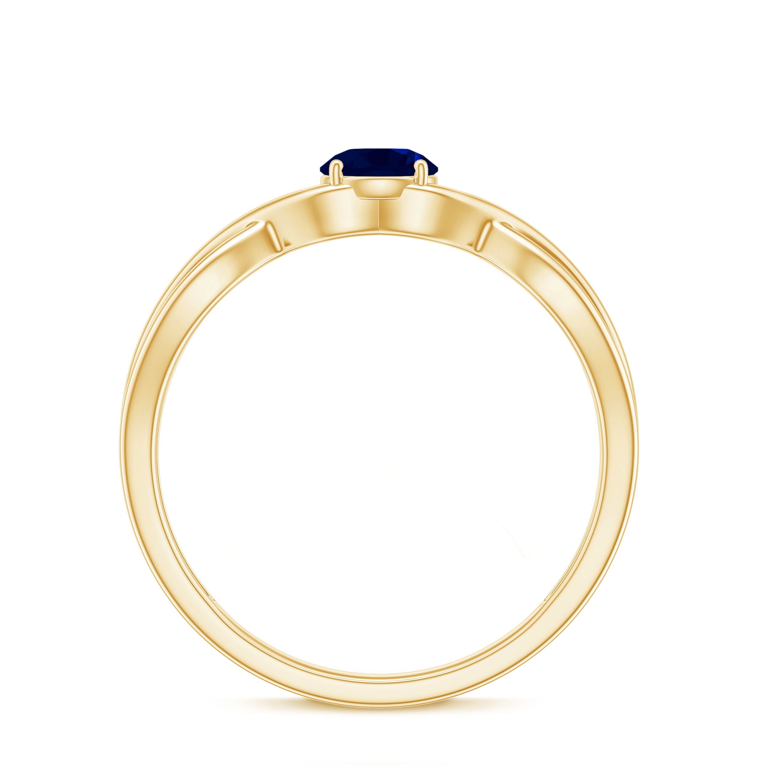Natural 0.9 Carat Blue Sapphire Promise Ring with Crossover Shank