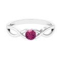 1/4 CT Real Pink Tourmaline Solitaire Ring with Crossover Shank
