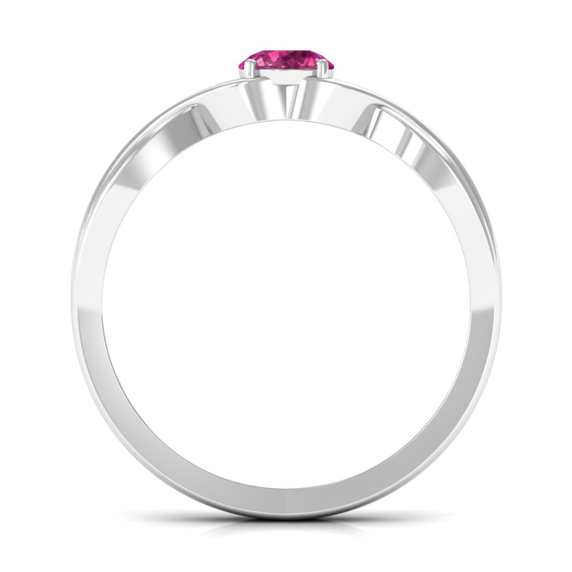1/4 CT Real Pink Tourmaline Solitaire Ring with Crossover Shank