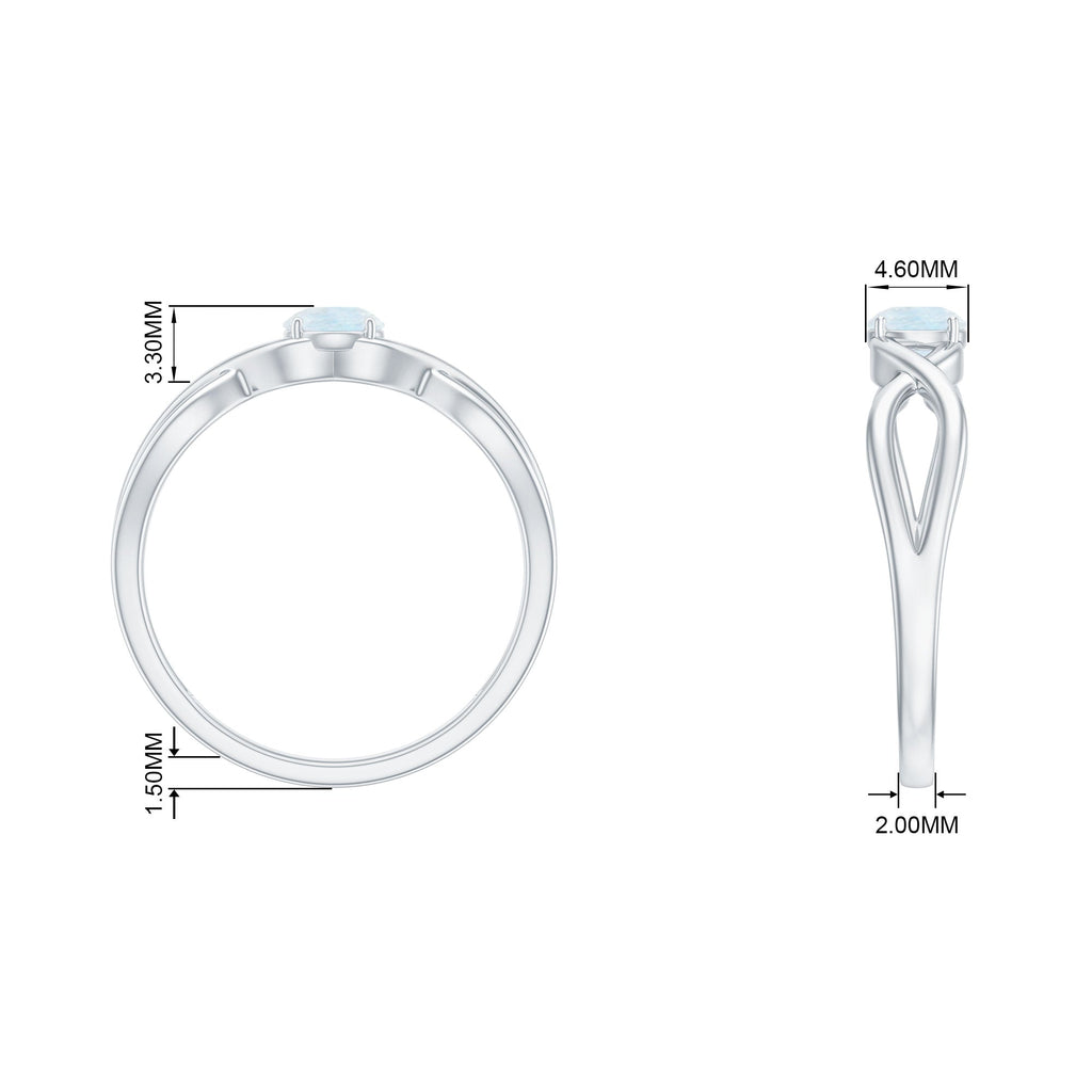 Round Moonstone Solitaire Promise Ring in Crossover Shank