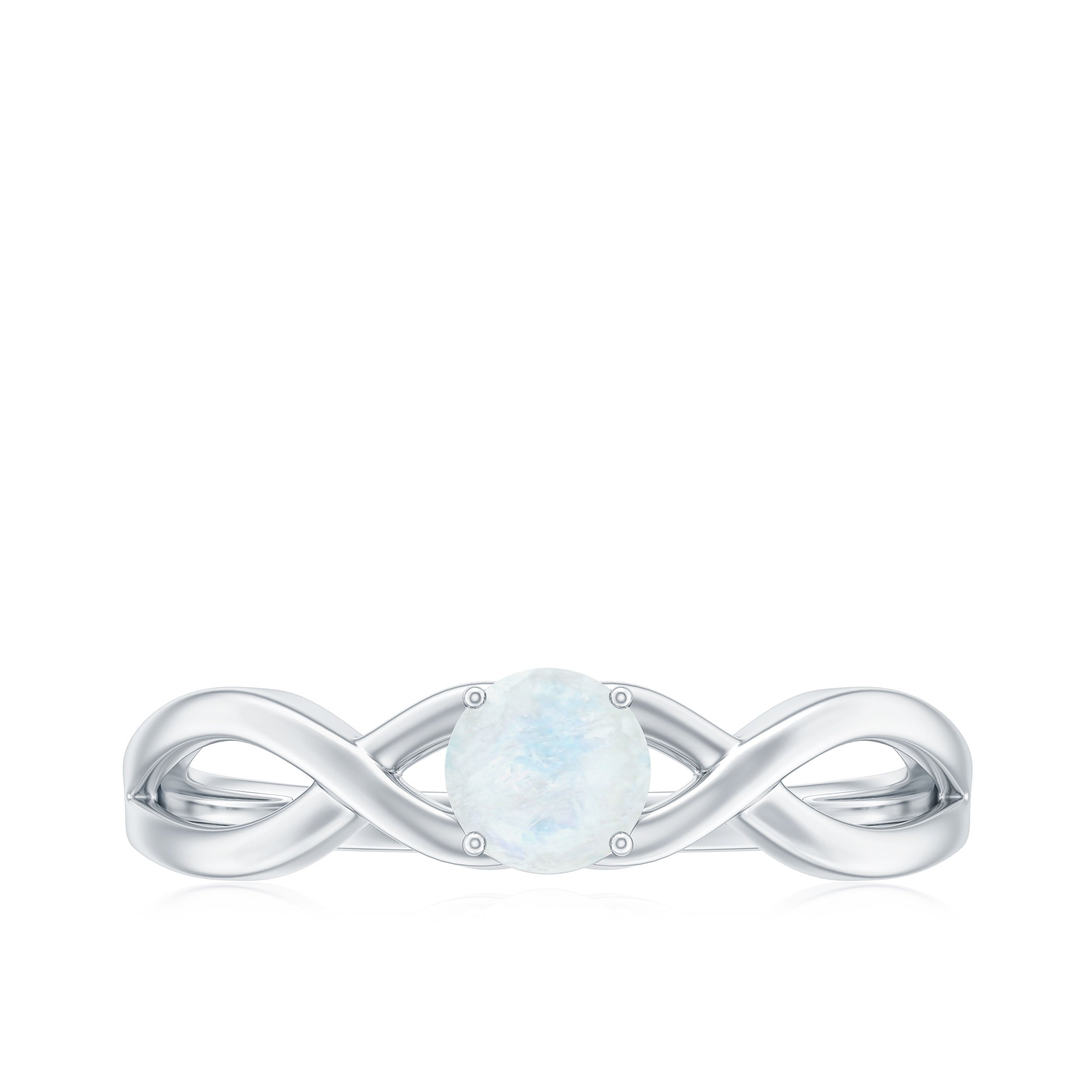 Round Moonstone Solitaire Promise Ring in Crossover Shank