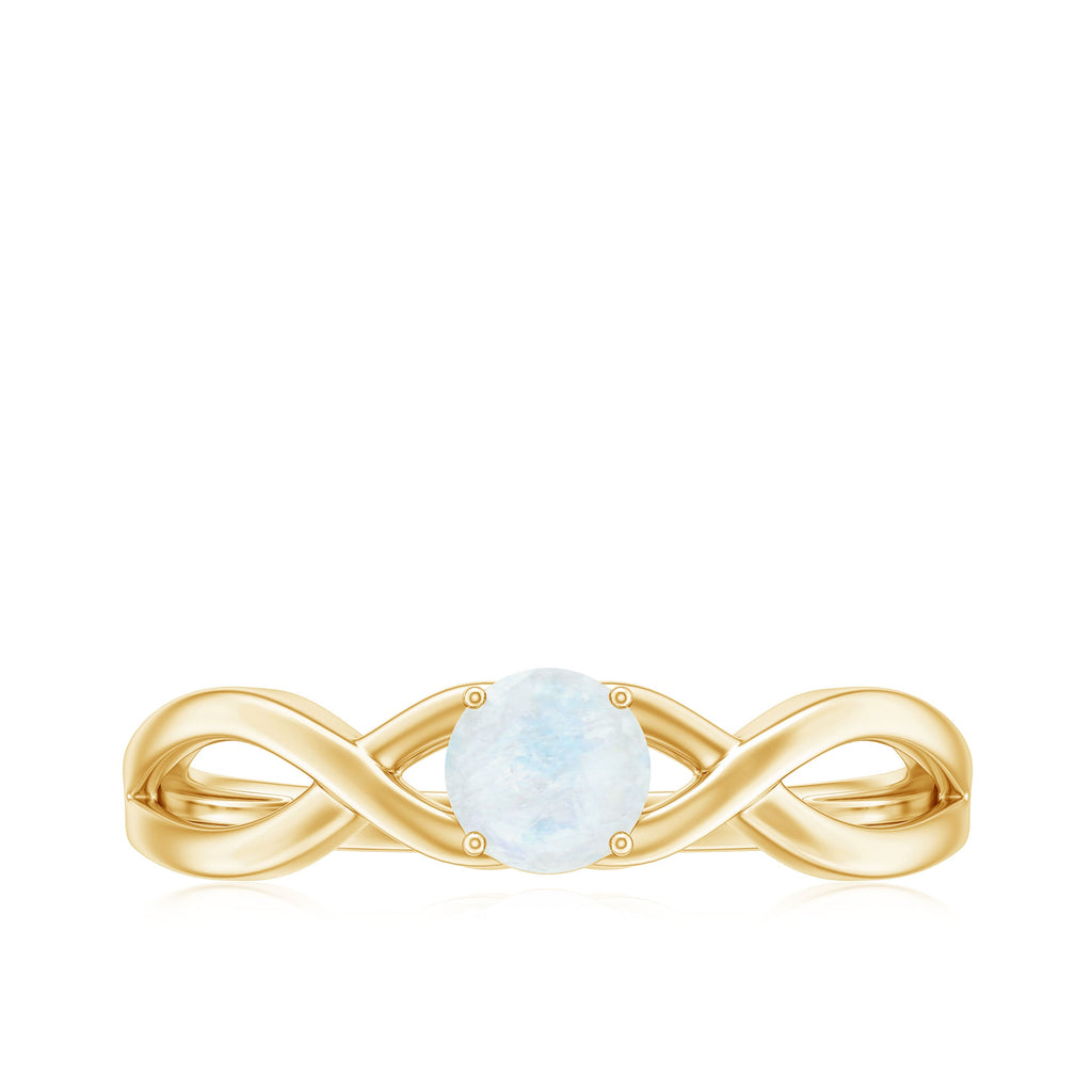 Round Moonstone Solitaire Promise Ring in Crossover Shank