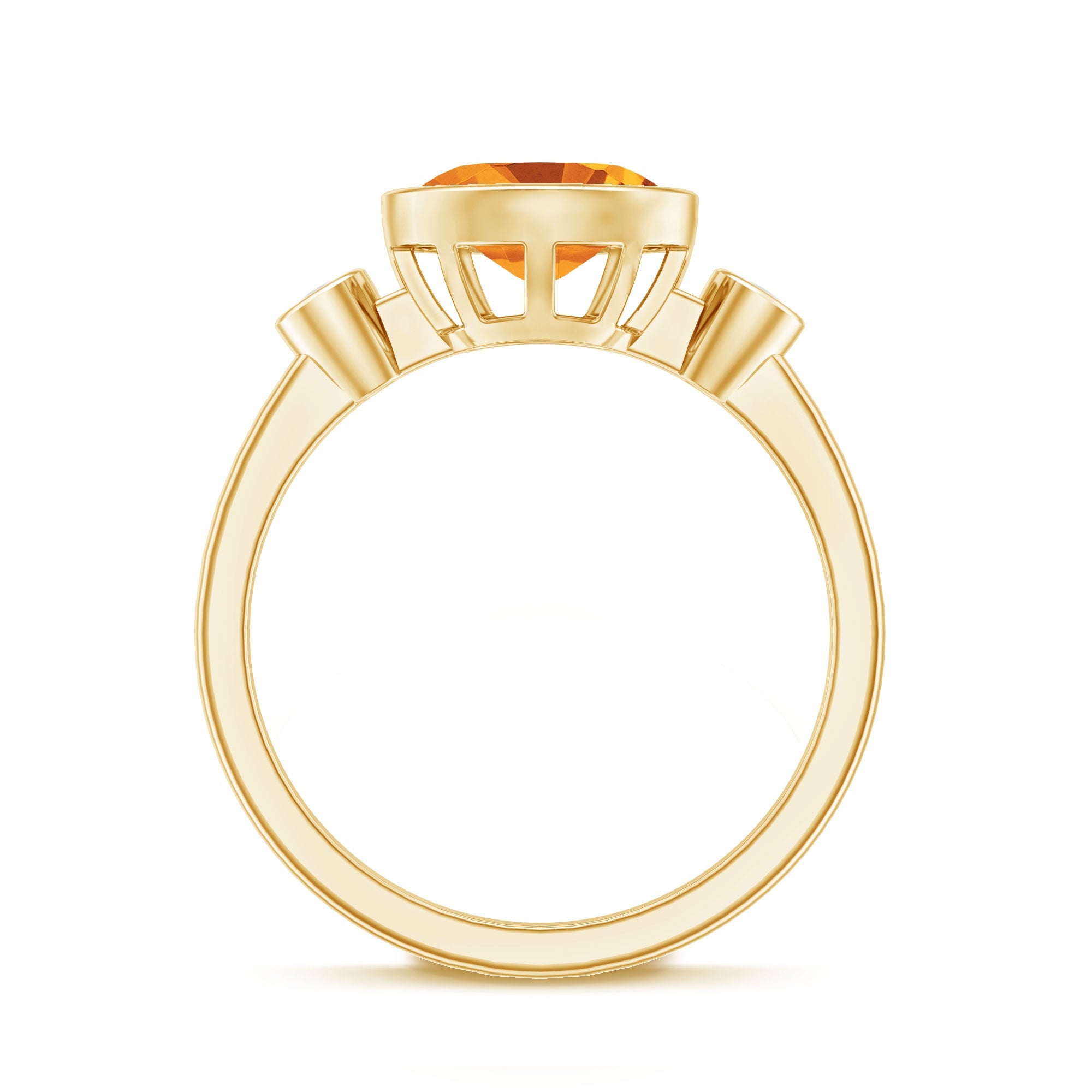 Natural 6X8mm Citrine Diamond Oval Engagement Ring in Bezel Set