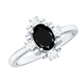 Certified 1.9 Carat Oval Lab Grown Black Diamond Engagement Ring with White Diamond
