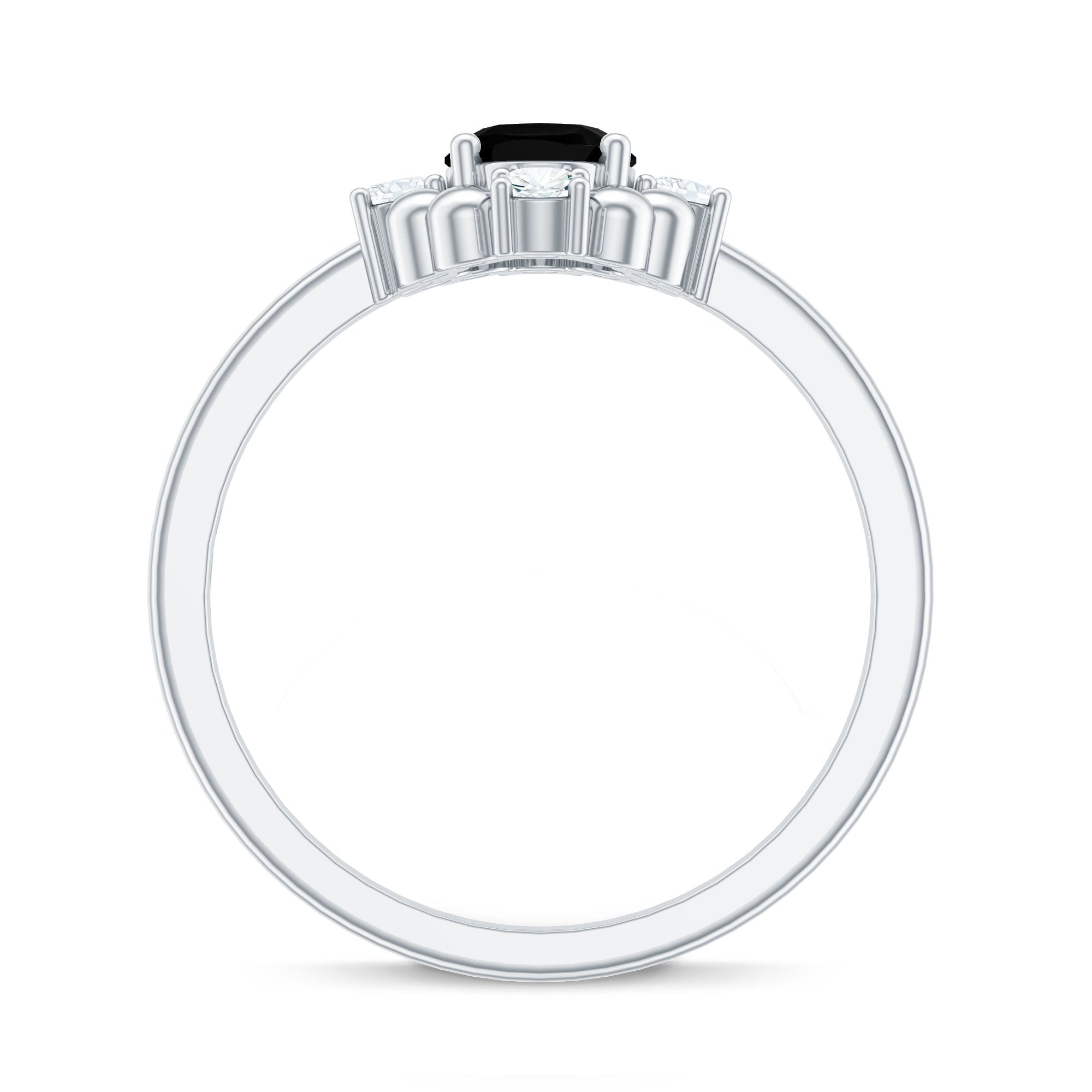 Certified 1.9 Carat Oval Lab Grown Black Diamond Engagement Ring with White Diamond