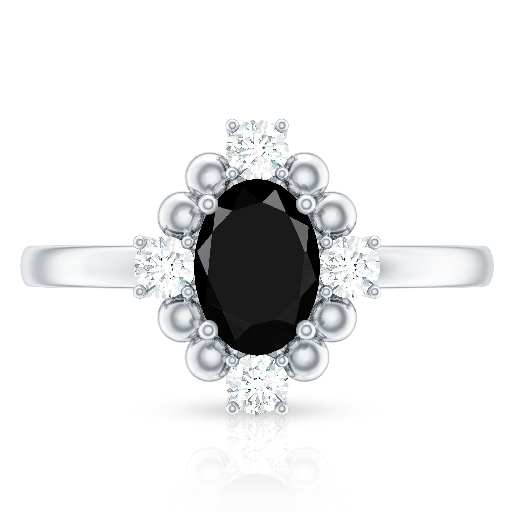 Certified 1.9 Carat Oval Lab Grown Black Diamond Engagement Ring with White Diamond