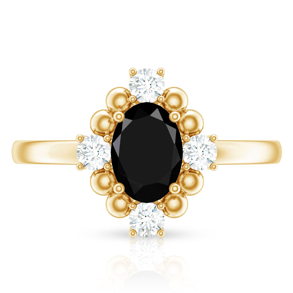 Certified 1.9 Carat Oval Lab Grown Black Diamond Engagement Ring with White Diamond