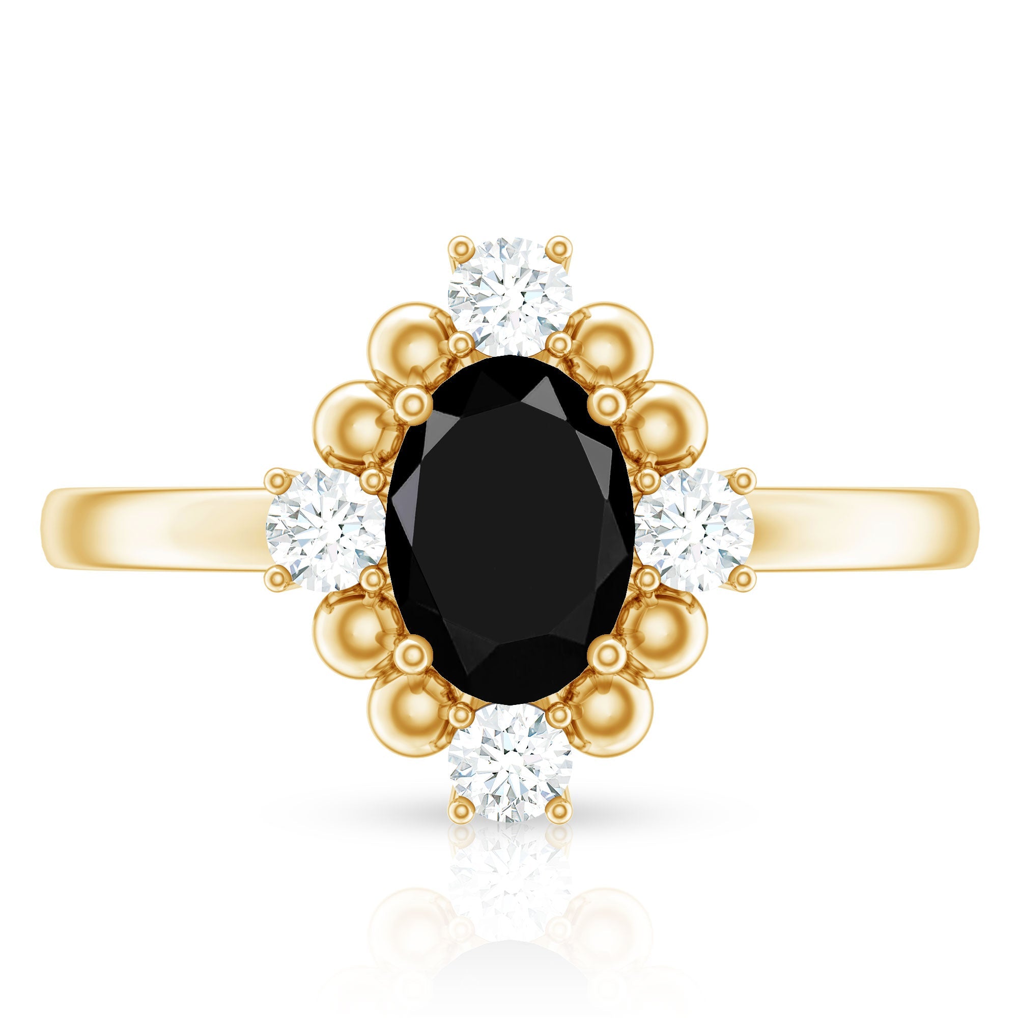 Certified 1.9 Carat Oval Lab Grown Black Diamond Engagement Ring with White Diamond