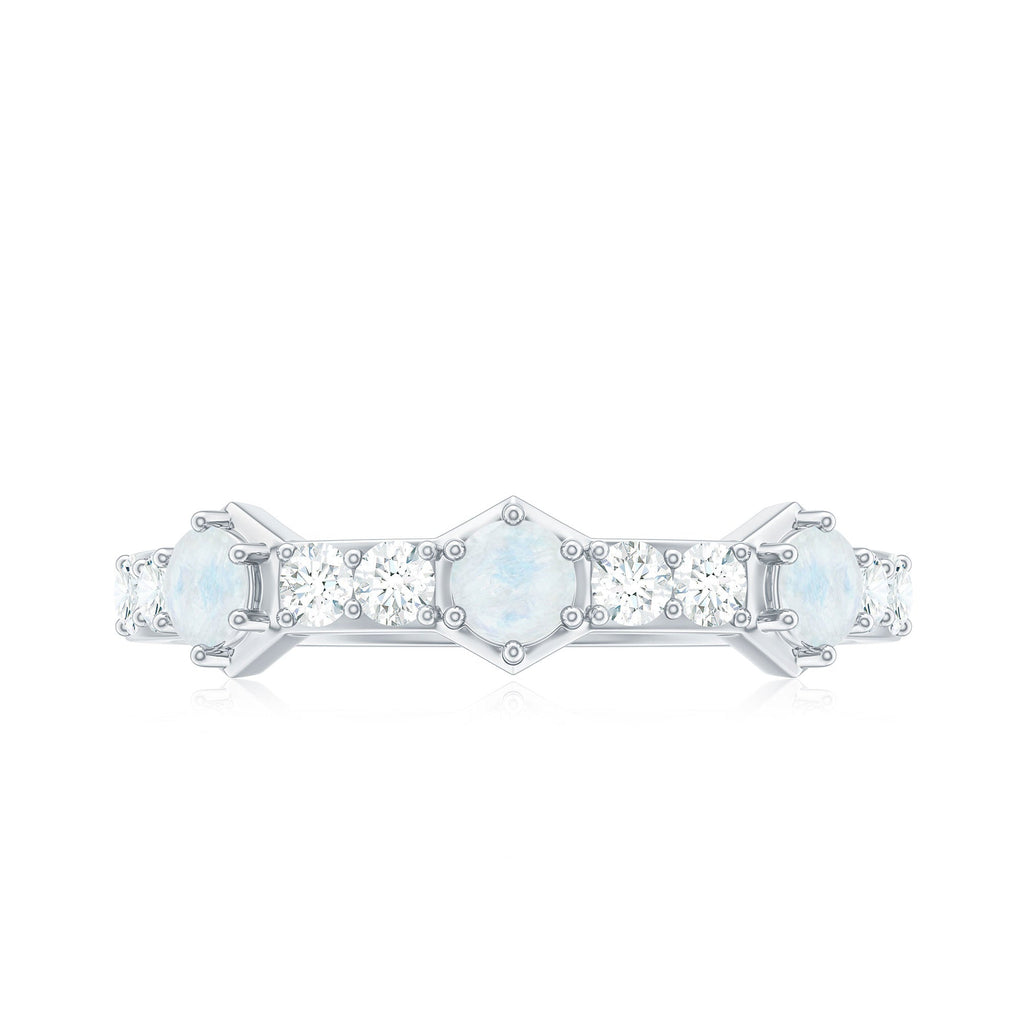 Moonstone and Diamond Minimal Half Eternity Ring