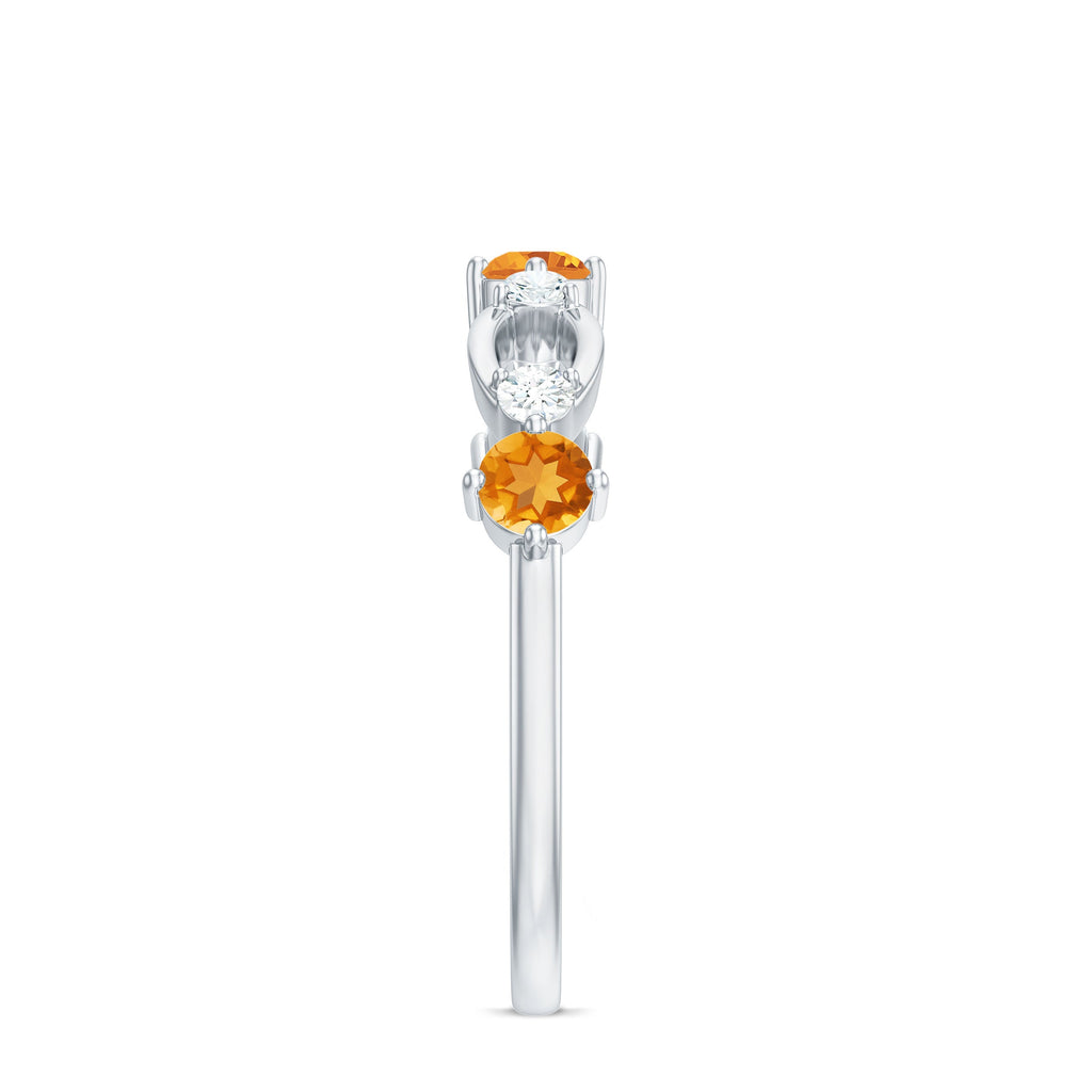 Natural Citrine Half Eternity Ring with Diamond