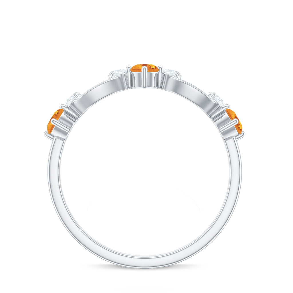 Natural Citrine Half Eternity Ring with Diamond