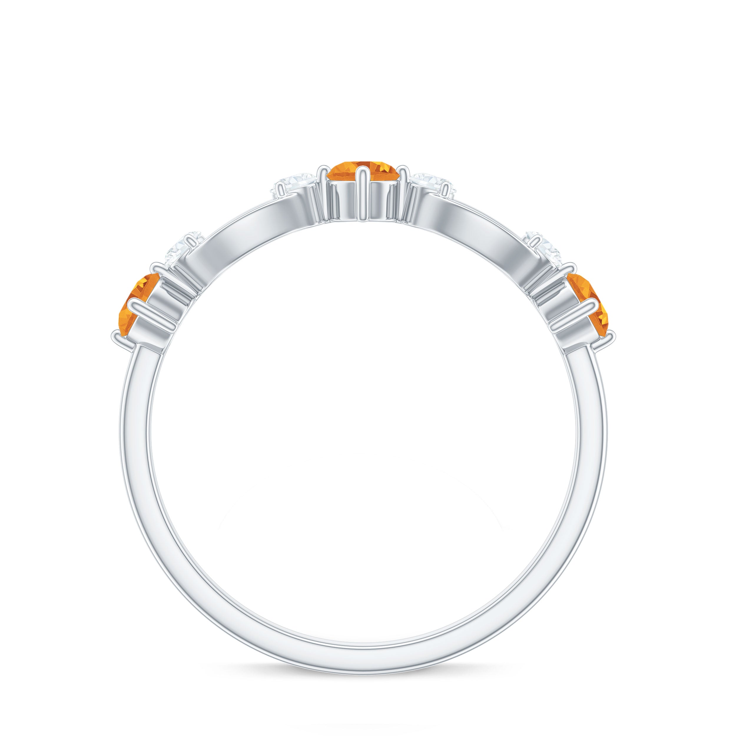 Natural Citrine Half Eternity Ring with Diamond