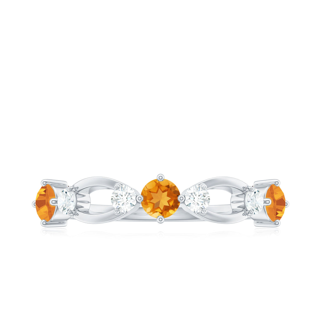 Natural Citrine Half Eternity Ring with Diamond